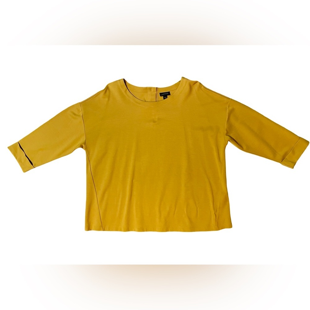 J. Jill Wearever Mustard Yellow 3/4 Sleeve Knit Top Medium